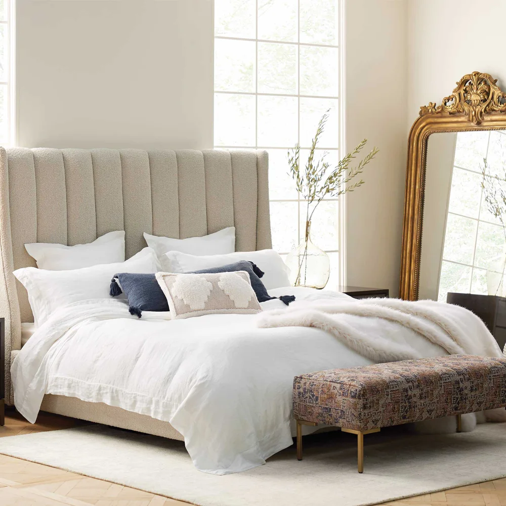 Headboards contain dense foam made from partially plant based material, padded with poly fibers.