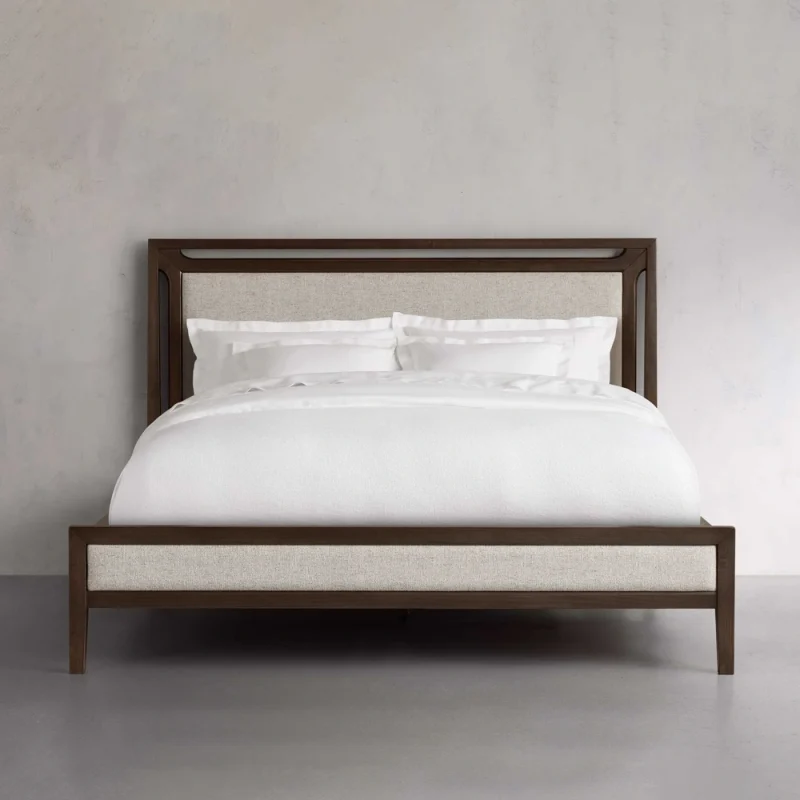 The upholstered headboard is fitted with your choice of durable, stain and fade resistant performance fabric available in a variety of colors.