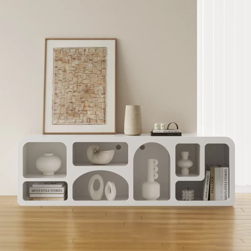 Art Deco Bookshelf Wood TV Stand