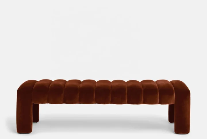 Versatile Violetta Velvet Bench in velvet fabric designed for bedrooms, living rooms, or entryways