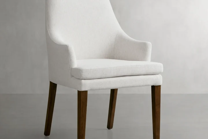 Almehra Dining Chair with curved backrest and hand-finished hardwood frame styled in elegant Emirates dining room
