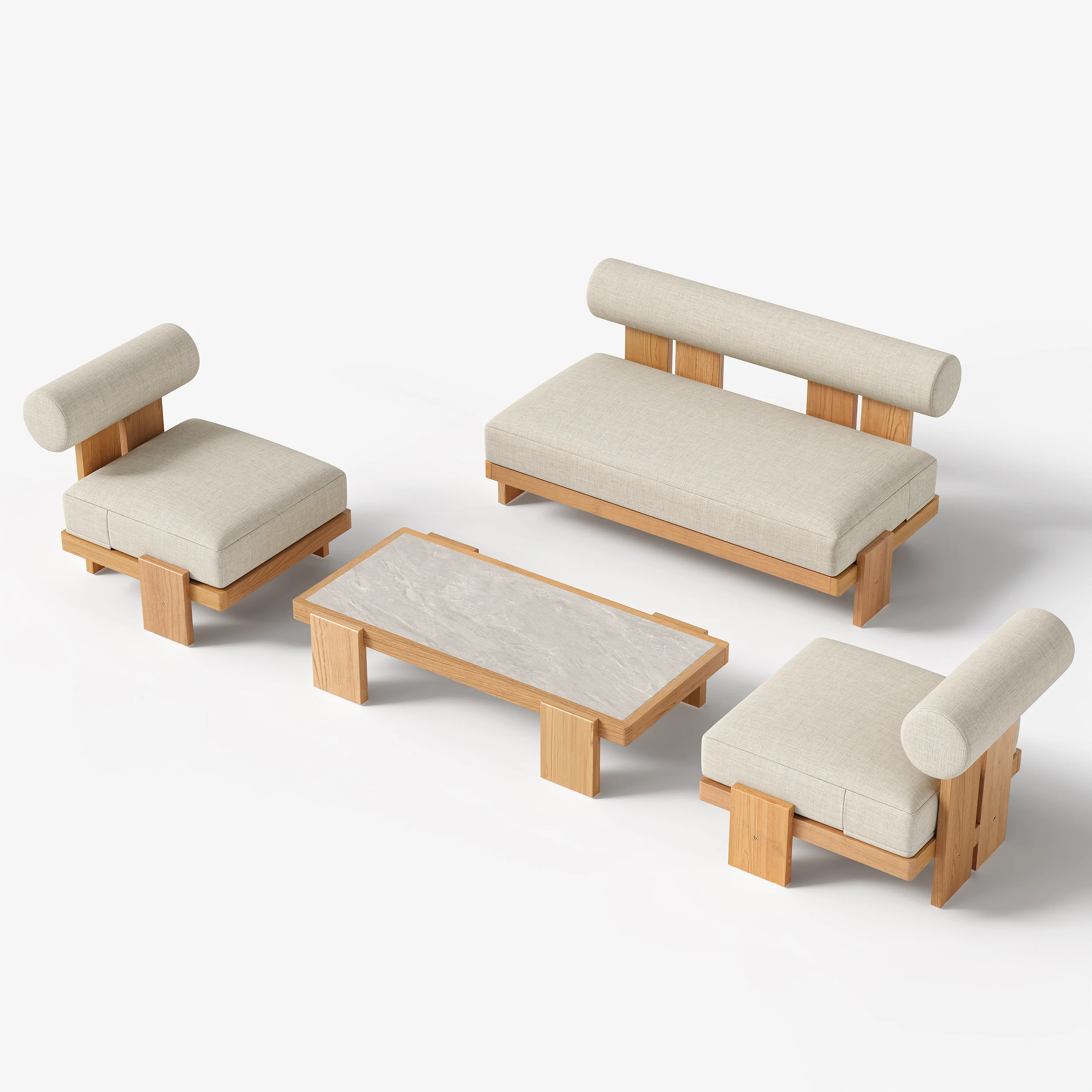 Verdana 4 Piece Outdoor Teak Sofa Set with Coffee Table (2)