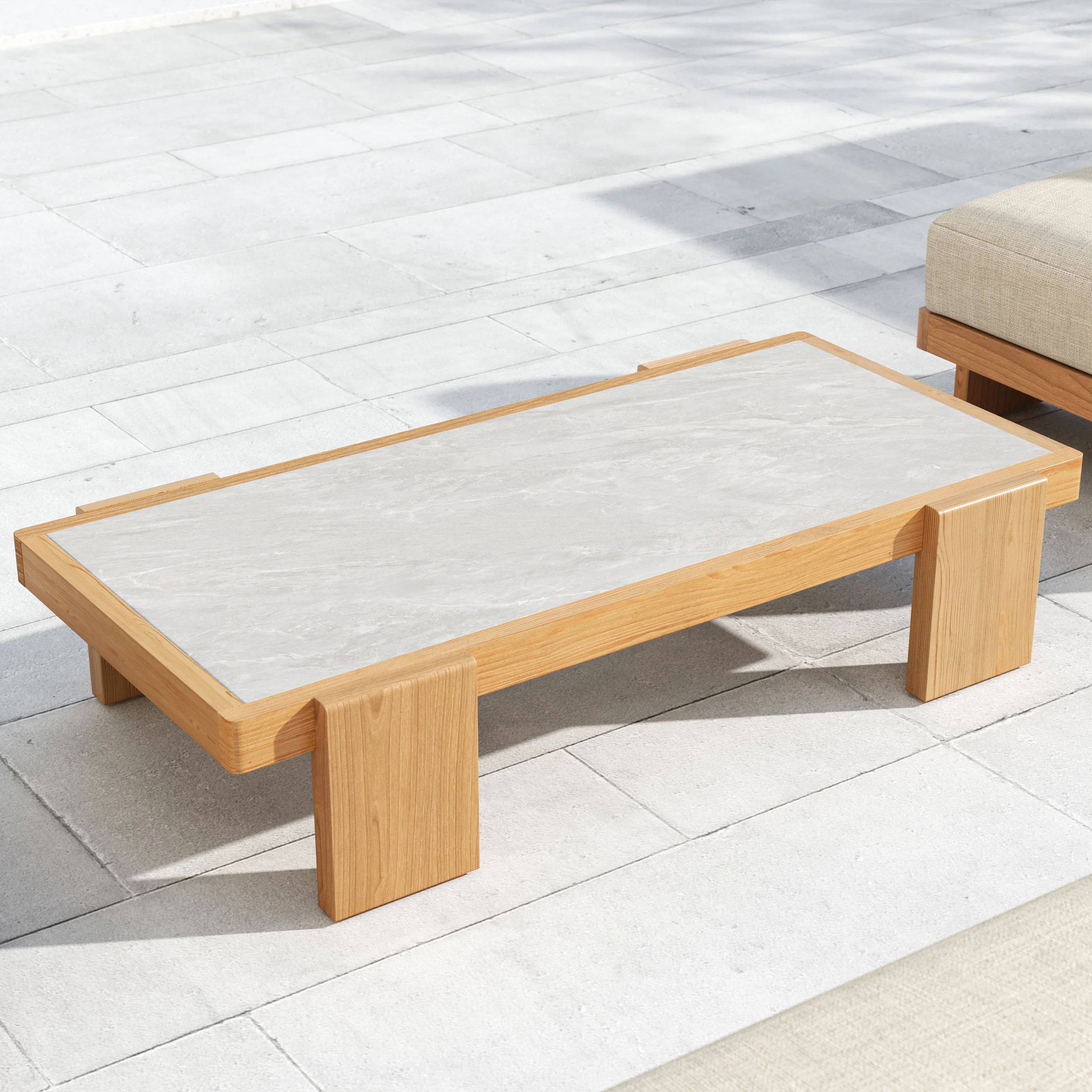 Verdana 4 Piece Outdoor Teak Sofa Set with Coffee Table (5)