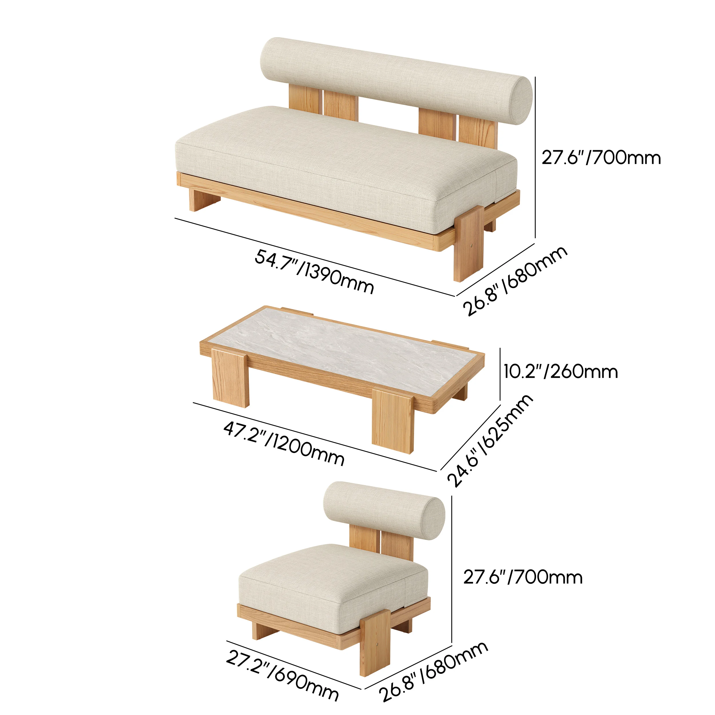 Verdana 4 Piece Outdoor Teak Sofa Set with Coffee Table (9)