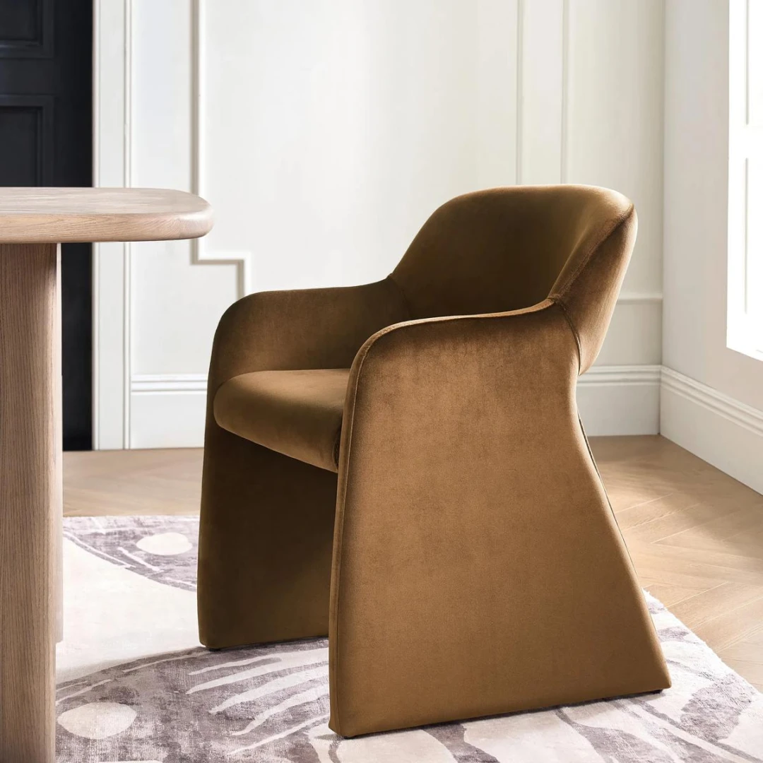 Ellora Dining Armchair mustard Velvet
