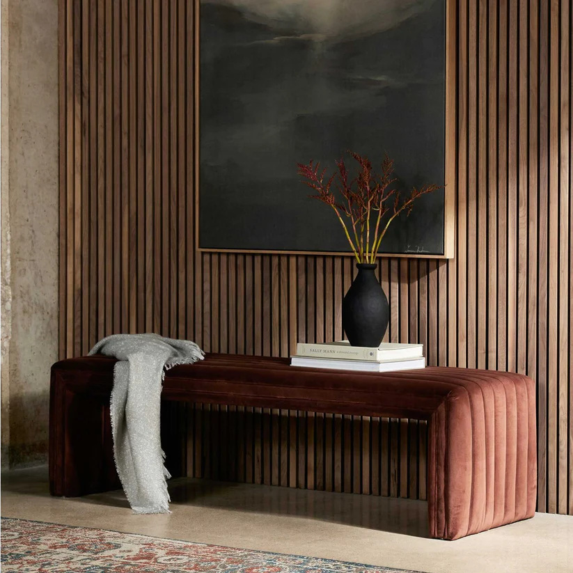 Mocha Velvet Channel Bench (11)