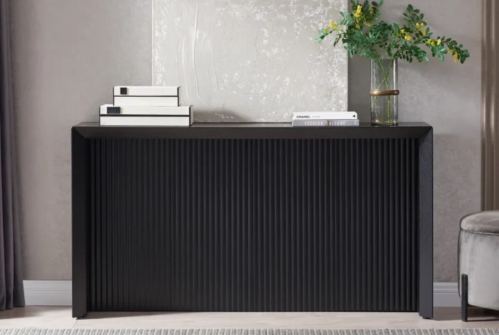 ainsley black fluted console table 55.75 inch