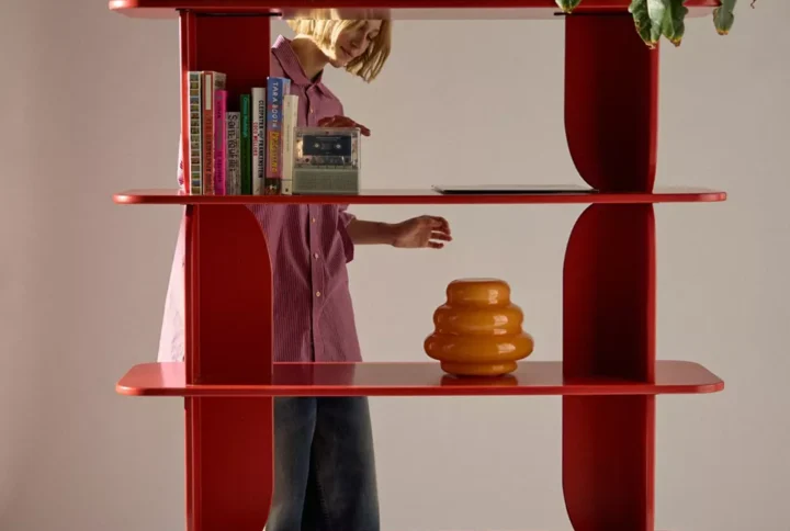 arden retro modern 5 tier bookshelf rounded shelves