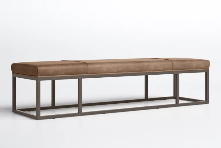 arden artificial leather upholstered bench warm taupe