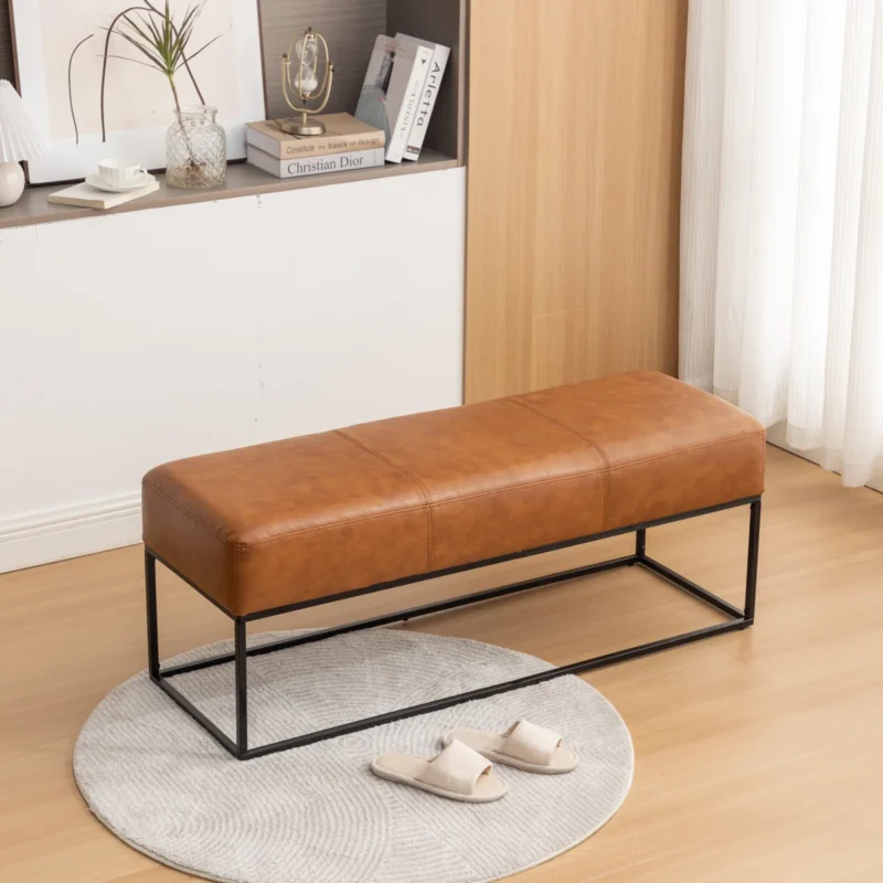 arlo faux leather upholstered bench pu finish