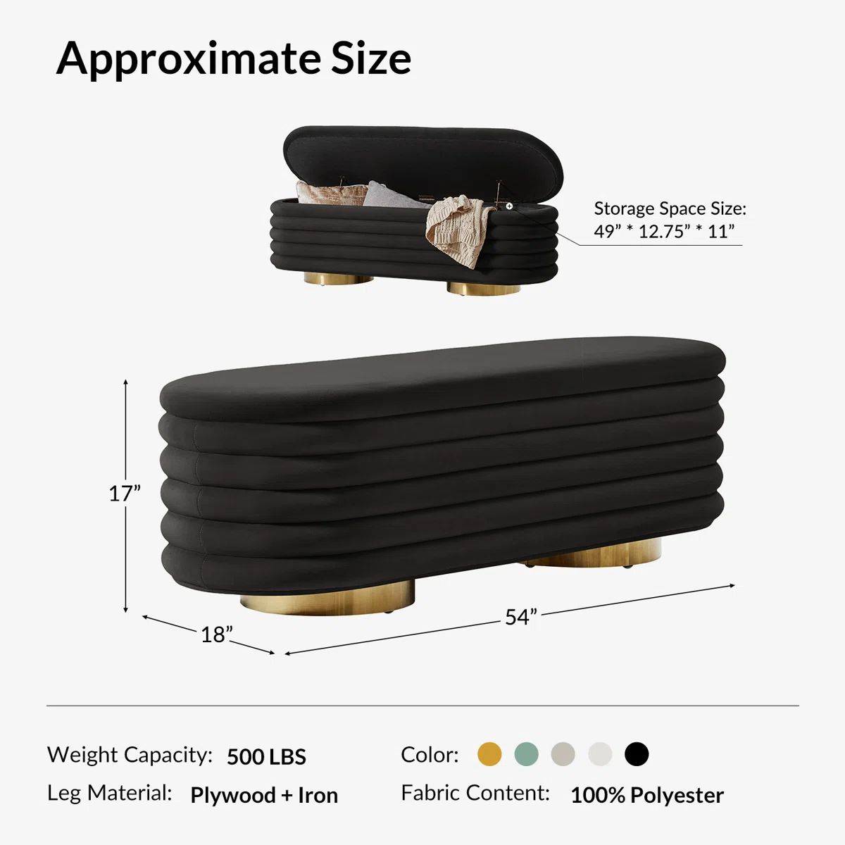 Aveline Modern Velvet Bouclé Storage Bench (1)