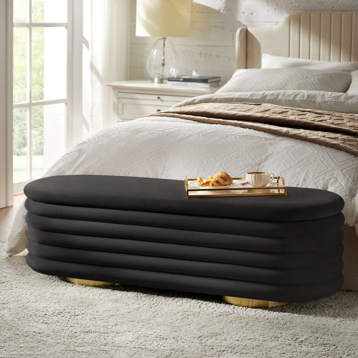 Aveline Modern Velvet Bouclé Storage Bench (6)