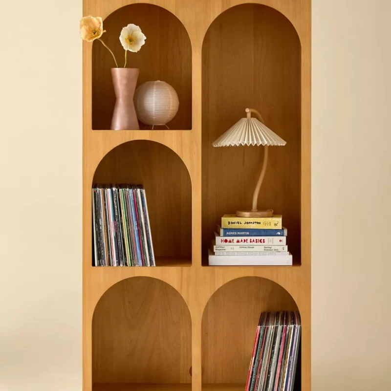 celeste arch cutout bookshelf modern 3 tier