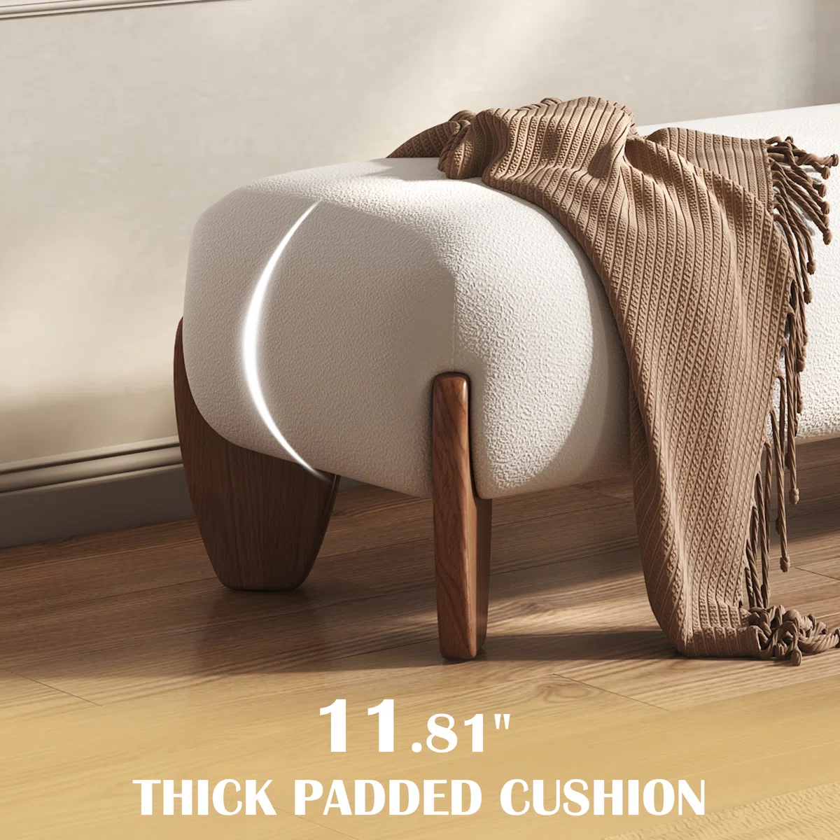 Celeste White Linen Bedroom Bench (2)