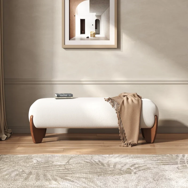 celeste white linen bedroom bench