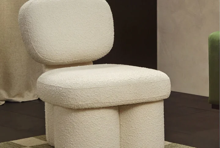 modern accent chair with curved silhouette