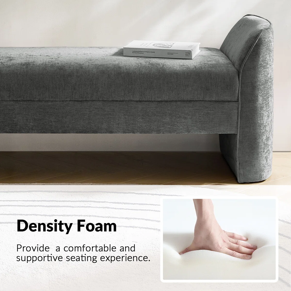 Liora Modern Chenille Upholstered Bench (3)