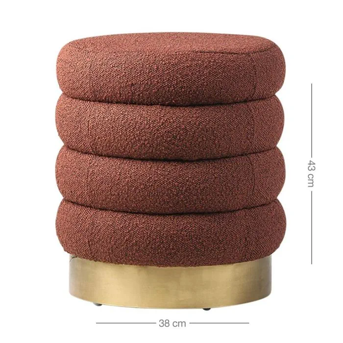 Luxe Bouclé Pouf with Brass Base (1)