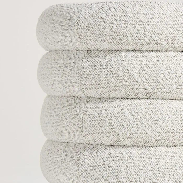 Luxe Bouclé Pouf with Brass Base (11)