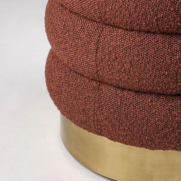 Luxe Bouclé Pouf with Brass Base (15)