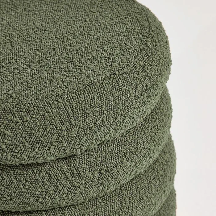 Luxe Bouclé Pouf with Brass Base (7)