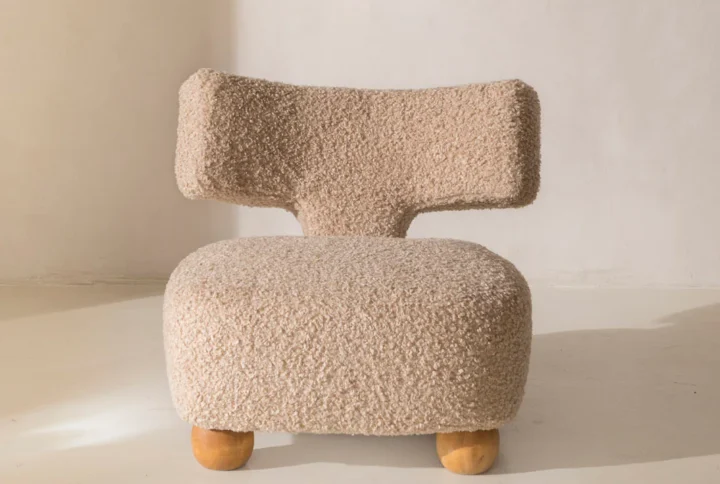 nordic taupe boucle armchair
