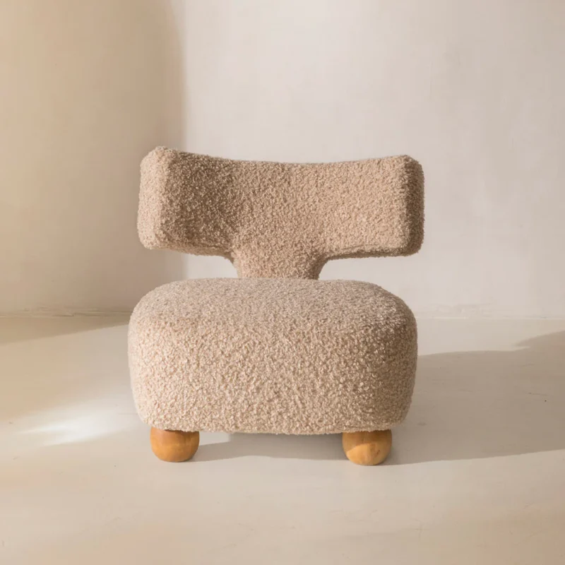 nordic taupe boucle armchair