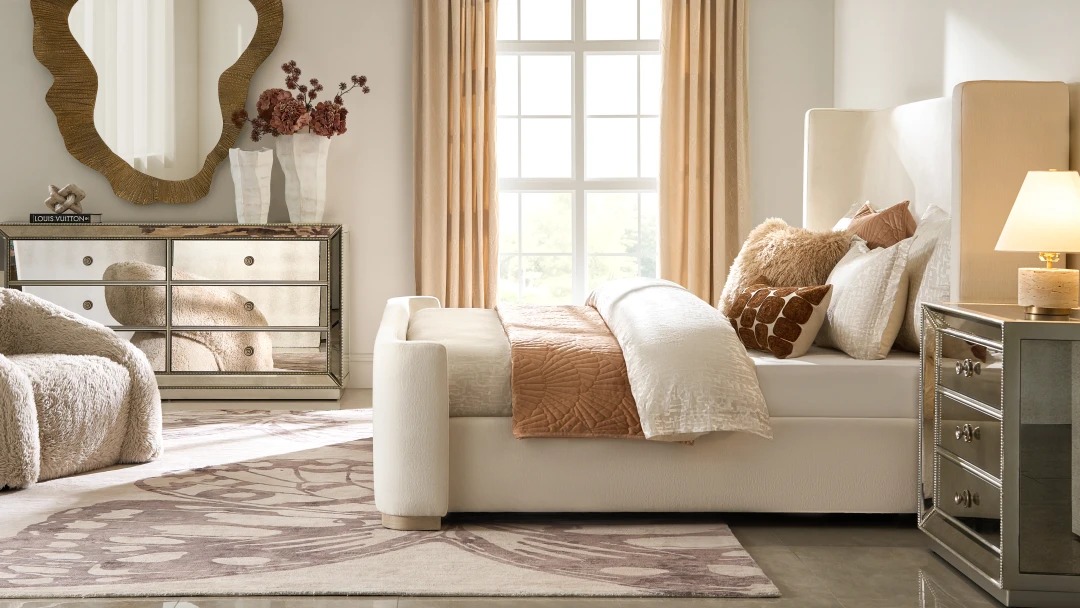 Serene Stria Wingback Bed (2)