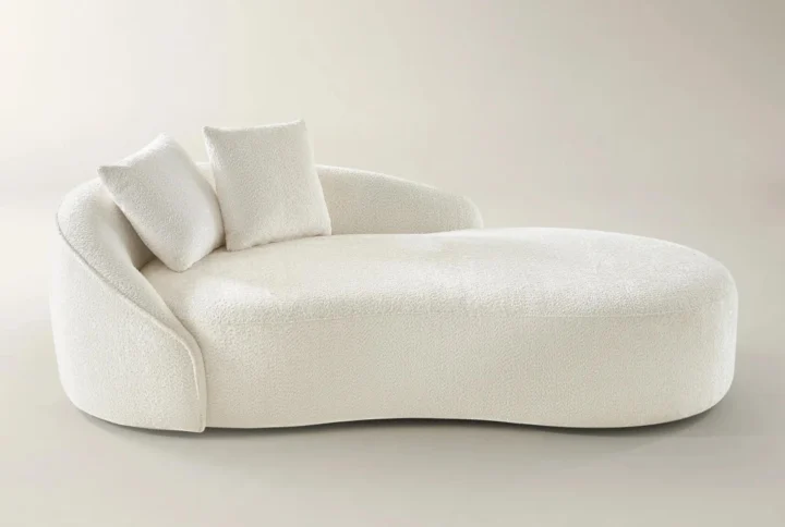 solara curved chenille chaise in utopia sand