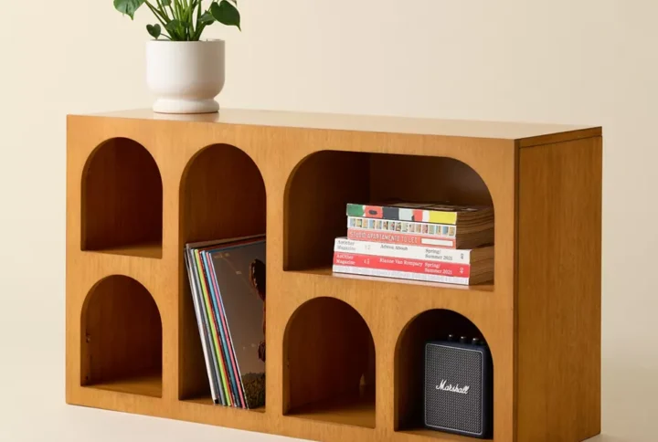 solara arch cutout media console modern display