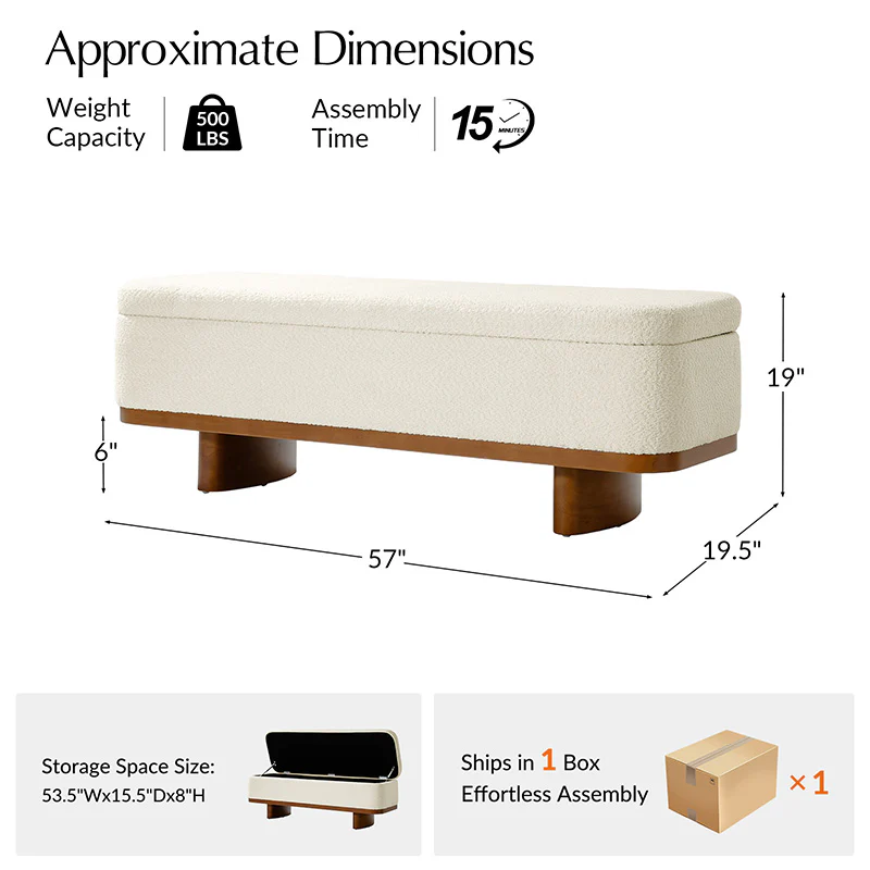 Claire Modern Chenille Upholstered Storage Bench (1)