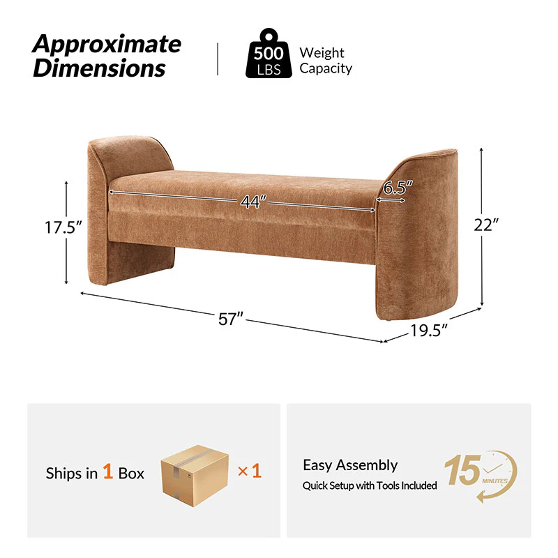 Diana Modern Chenille Upholstered Bench (1)