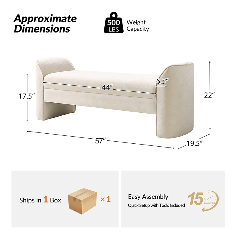 Diana Modern Chenille Upholstered Bench (11)