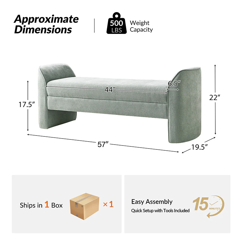Diana Modern Chenille Upholstered Bench (5)