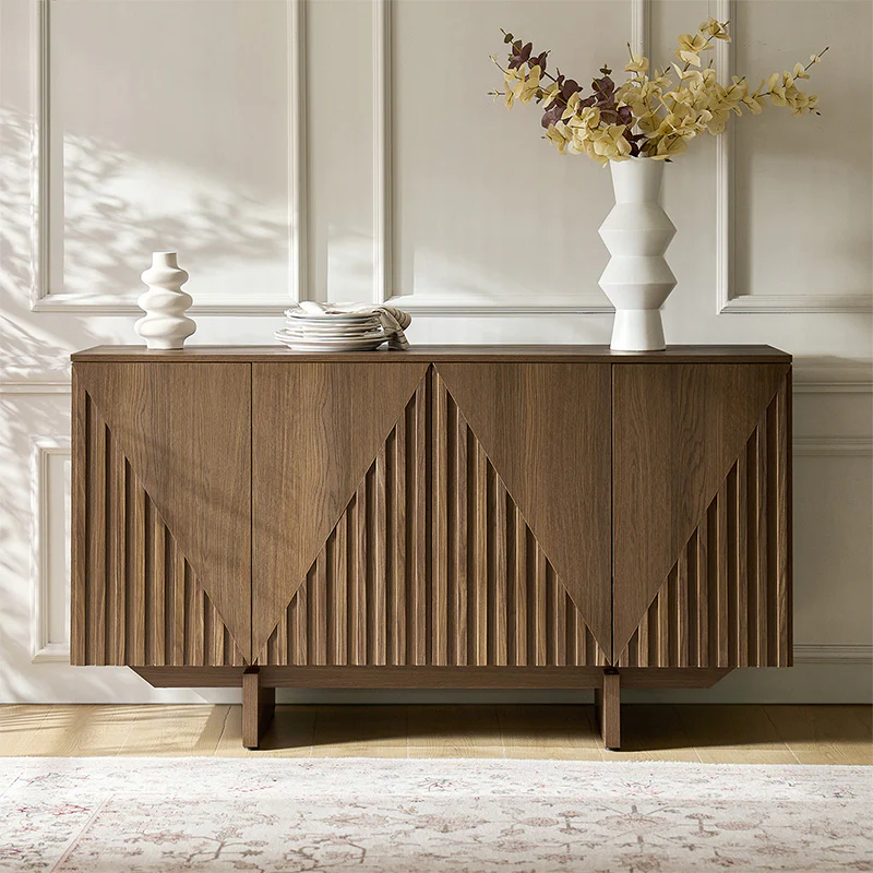 dietreich wooden buffet sideboard with deep embossed texture