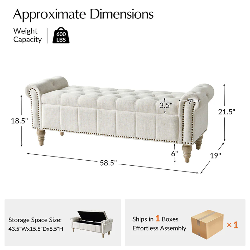 Gemma Classic Tufted Storage Bench (20)