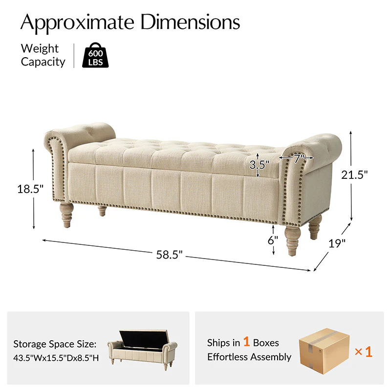 Gemma Classic Tufted Storage Bench (7)
