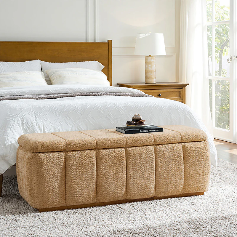Luna 50.5 Wide Chenille Upholstered Storage Bench (15)