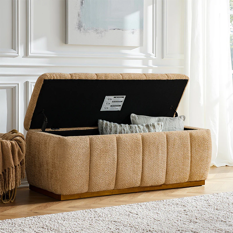 Luna 50.5 Wide Chenille Upholstered Storage Bench (16)