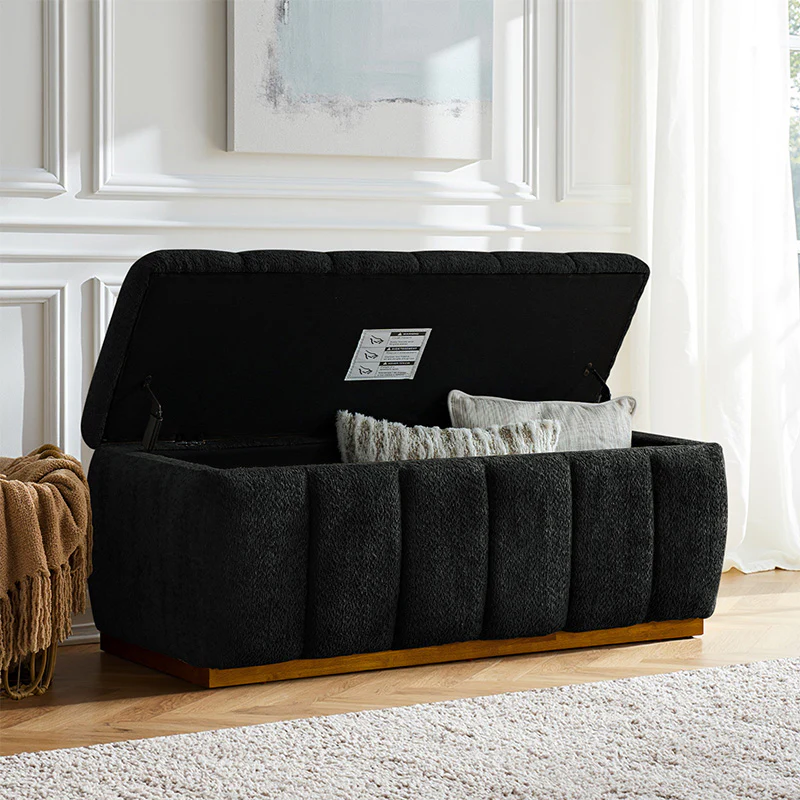 Luna 50.5 Wide Chenille Upholstered Storage Bench (22)