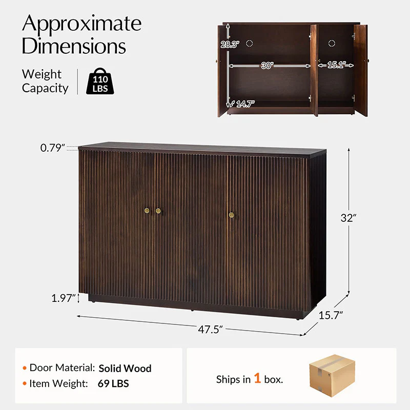 Mack Modern Fluted Solid Wood Sideboard. (6)