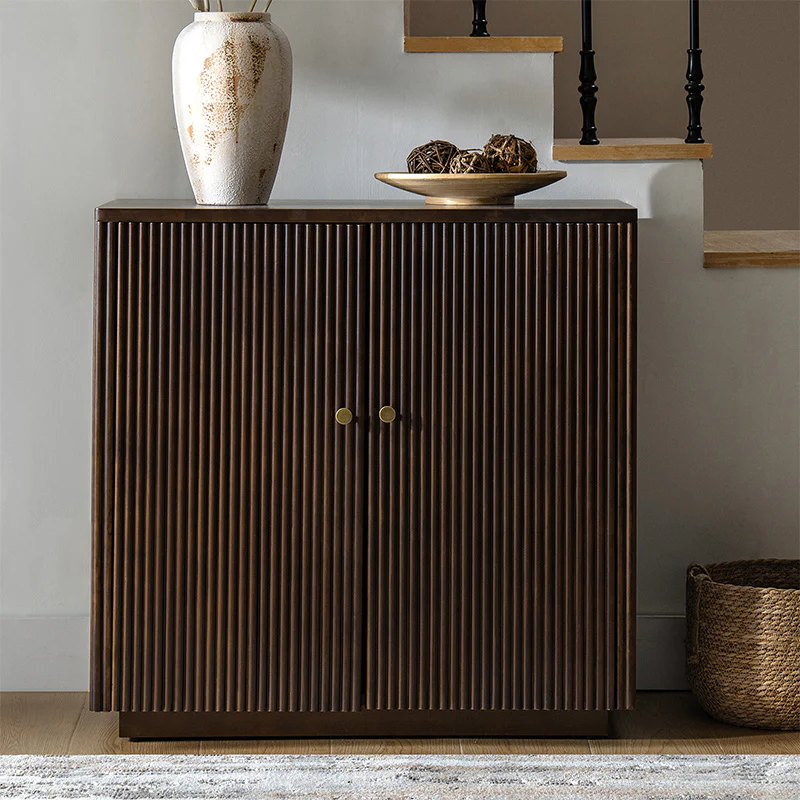 Modern Fluted Solid Wood Accent Cabinet (4)