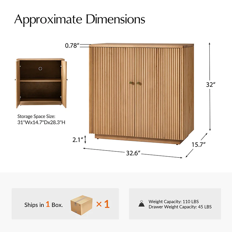 Modern Fluted Solid Wood Accent Cabinet (9)