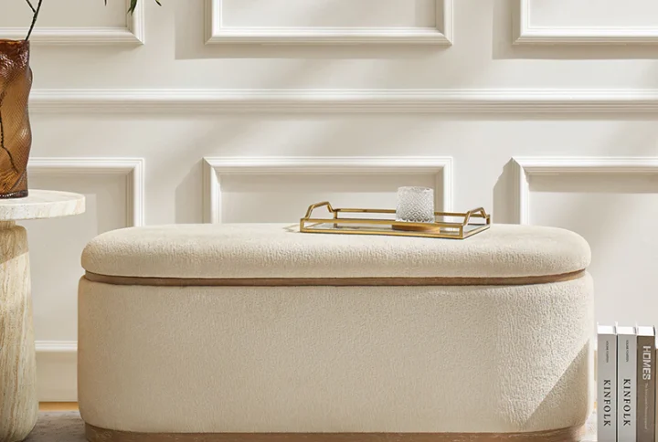 nova modern chenille storage bench with hidden seat storage