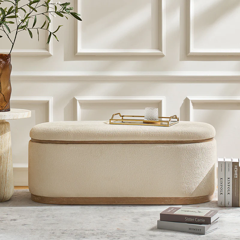 nova modern chenille storage bench with hidden seat storage