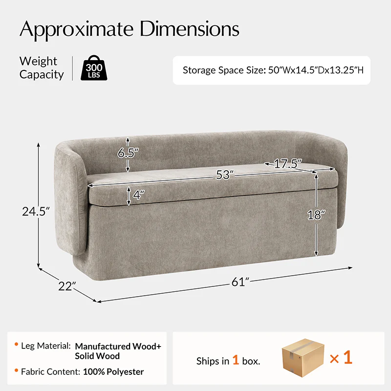 Serena Modern Chenille Storage Bench (13)