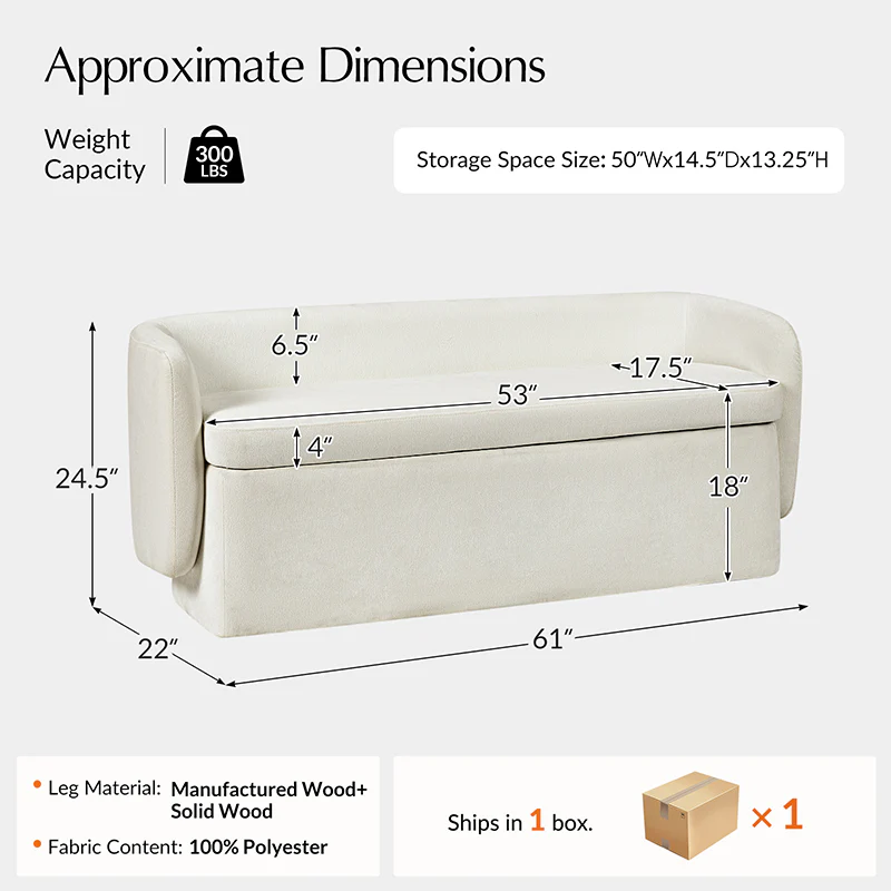 Serena Modern Chenille Storage Bench (7)