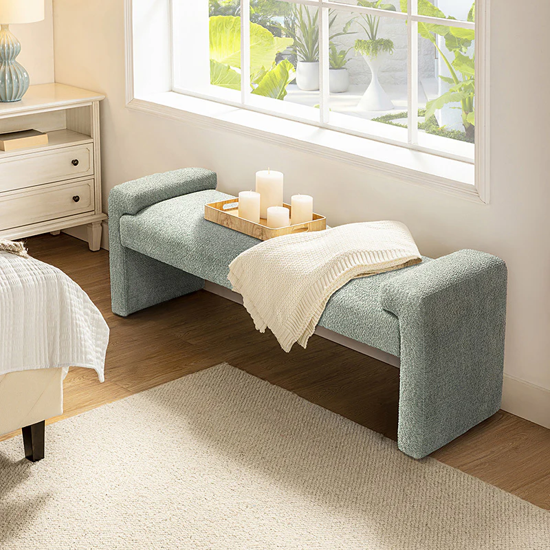 vittoriano upholstered bed foot bench with bauhaus design