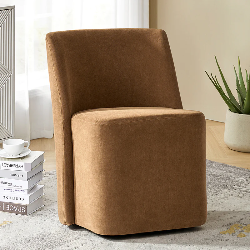 aria dining chair with curved backrest and upholstered seat