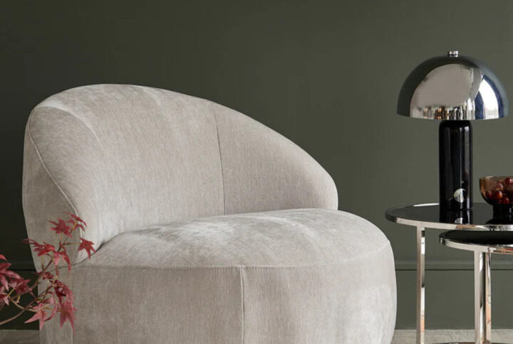 Daphne swivel chair in light grey fabric front view